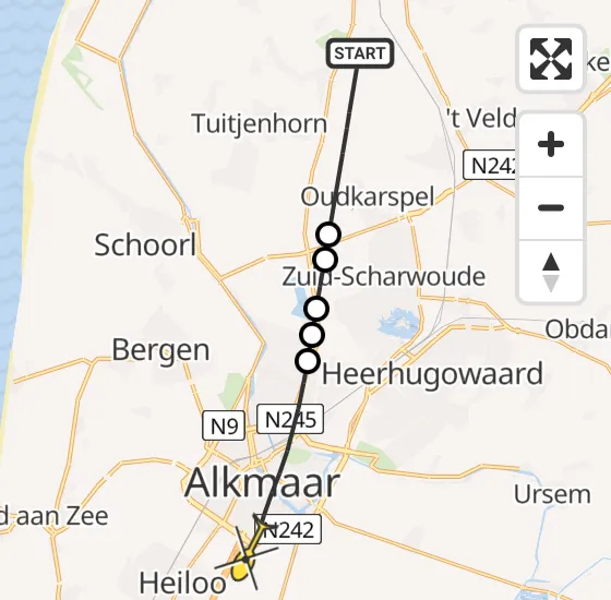 Vlucht Traumahelikopter PH-LLN van Dirkshorn naar Alkmaar op zondag 8 september 2024 16:29