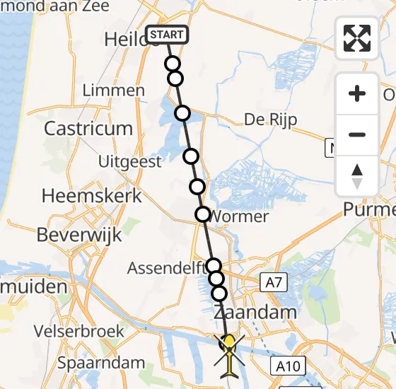 Vlucht Traumahelikopter PH-LLN van Alkmaar naar Amsterdam Heliport op zondag 8 september 2024 17:05