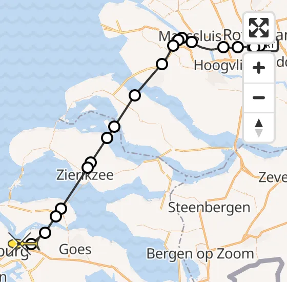 Vlucht Kustwachthelikopter PH-SAR van Rotterdam naar Vliegveld Midden-Zeeland op zondag 8 september 2024 17:33