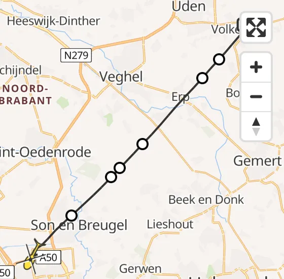 Vlucht Traumahelikopter PH-MAA van Vliegbasis Volkel naar Son en Breugel op zondag 8 september 2024 18:22