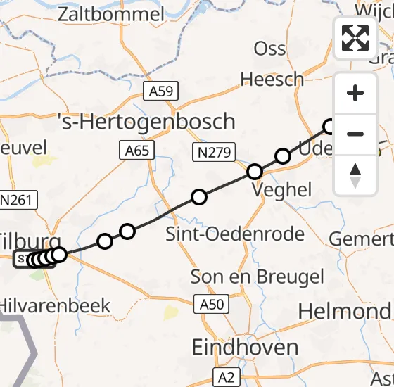 Vlucht Traumahelikopter PH-MAA van Tilburg naar Vliegbasis Volkel op zondag 8 september 2024 19:16