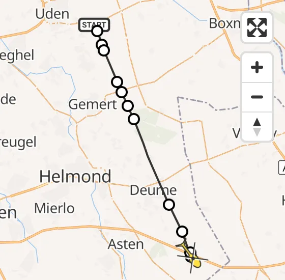 Vlucht Traumahelikopter PH-MAA van Vliegbasis Volkel naar Liessel op zondag 8 september 2024 21:33