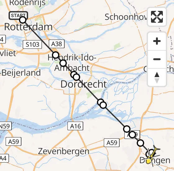 Vlucht Traumahelikopter PH-UMC van Rotterdam The Hague Airport naar Dongen op zondag 8 september 2024 22:21