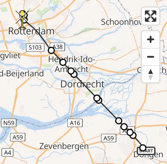 Vlucht Traumahelikopter PH-UMC van Dongen naar Rotterdam The Hague Airport op zondag 8 september 2024 23:26