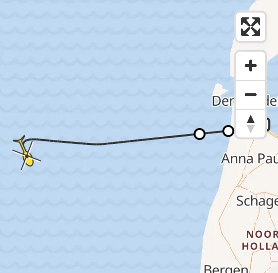 Vlucht Kustwachthelikopter PH-NCG van Vliegveld De Kooy naar  op maandag 9 september 2024 0:41