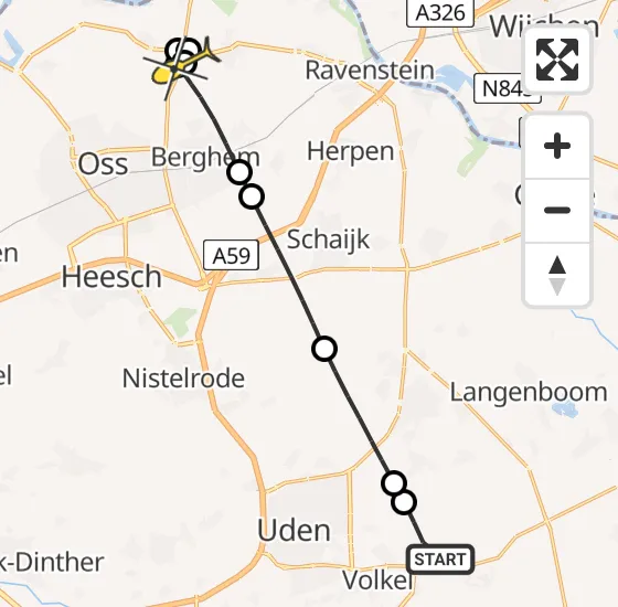 Vlucht Traumahelikopter PH-MAA van Vliegbasis Volkel naar Berghem op dinsdag 10 september 2024 5:19