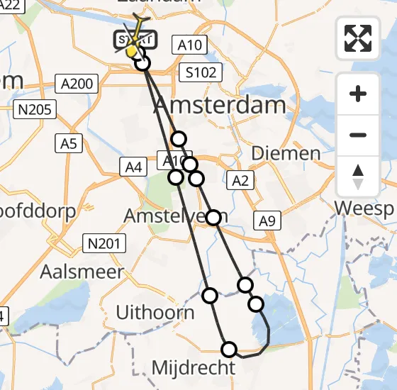 Vlucht Traumahelikopter PH-LLN van Amsterdam Heliport naar Amsterdam Heliport op dinsdag 10 september 2024 7:45