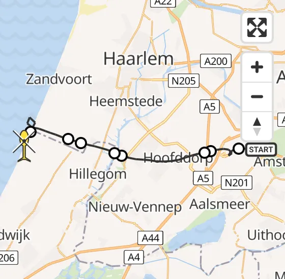 Vlucht Politiehelikopter PH-PXD van Schiphol naar Noordwijk op dinsdag 10 september 2024 9:24