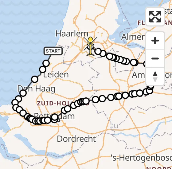 Vlucht Politiehelikopter PH-PXD van Noordwijk naar Schiphol op dinsdag 10 september 2024 9:38