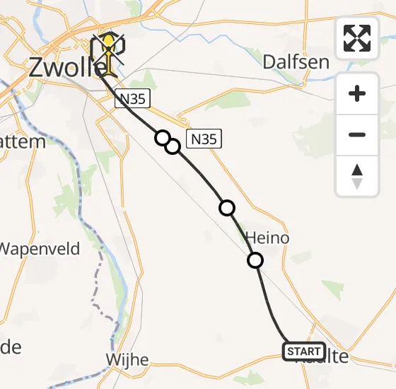 Vlucht Traumahelikopter PH-MAA van Raalte naar Zwolle op dinsdag 10 september 2024 11:19