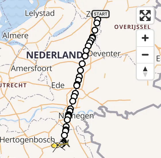 Vlucht Traumahelikopter PH-MAA van Zwolle naar Vliegbasis Volkel op dinsdag 10 september 2024 11:48