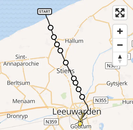 Vlucht Ambulancehelikopter PH-OOP van Marrum naar Leeuwarden op dinsdag 10 september 2024 12:41