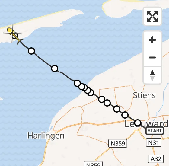 Vlucht Ambulancehelikopter PH-OOP van Leeuwarden naar Landerum op dinsdag 10 september 2024 13:18