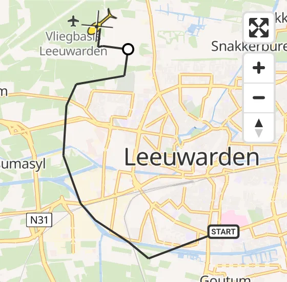 Vlucht Ambulancehelikopter PH-OOP van Leeuwarden naar Vliegbasis Leeuwarden op dinsdag 10 september 2024 14:24