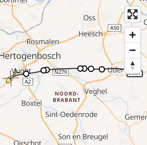 Vlucht Traumahelikopter PH-MAA van Vliegbasis Volkel naar Vught op dinsdag 10 september 2024 16:08