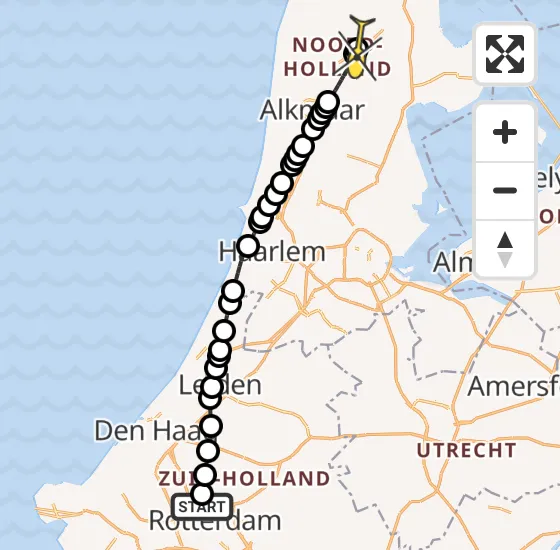 Vlucht Traumahelikopter PH-UMC van Rotterdam The Hague Airport naar Nieuwe Niedorp op dinsdag 10 september 2024 16:40