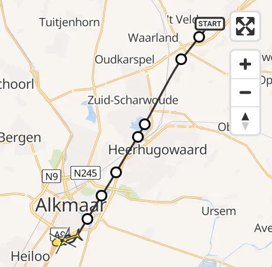 Vlucht Traumahelikopter PH-UMC van Nieuwe Niedorp naar Alkmaar op dinsdag 10 september 2024 17:25