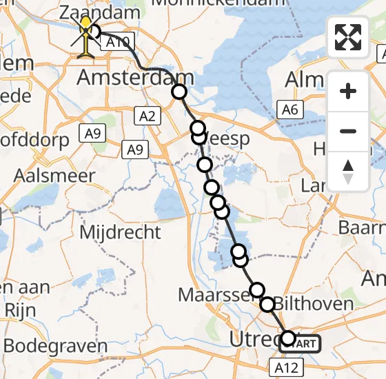 Vlucht Traumahelikopter PH-LLN van Universitair Medisch Centrum Utrecht naar Amsterdam Heliport op dinsdag 10 september 2024 19:07