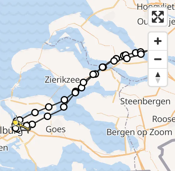 Vlucht Kustwachthelikopter PH-SAR van Vliegveld Midden-Zeeland naar Vliegveld Midden-Zeeland op dinsdag 10 september 2024 22:22