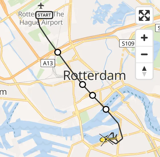 Vlucht Traumahelikopter PH-UMC van Rotterdam The Hague Airport naar Rotterdam op woensdag 11 september 2024 8:04