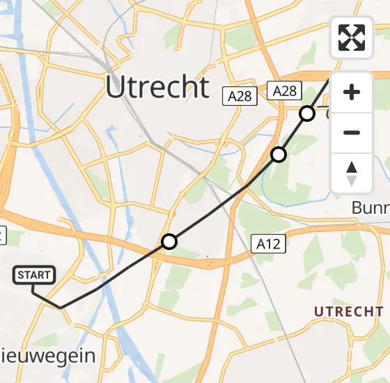 Vlucht Traumahelikopter PH-LLN van Nieuwegein naar Universitair Medisch Centrum Utrecht op woensdag 11 september 2024 8:42