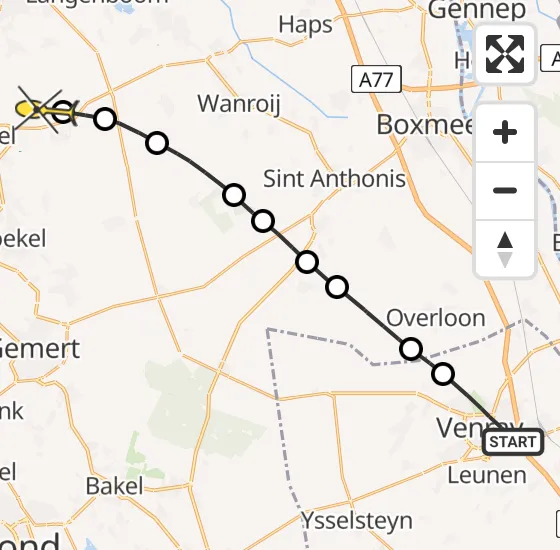 Vlucht Traumahelikopter PH-MAA van Venray naar Vliegbasis Volkel op woensdag 11 september 2024 8:53