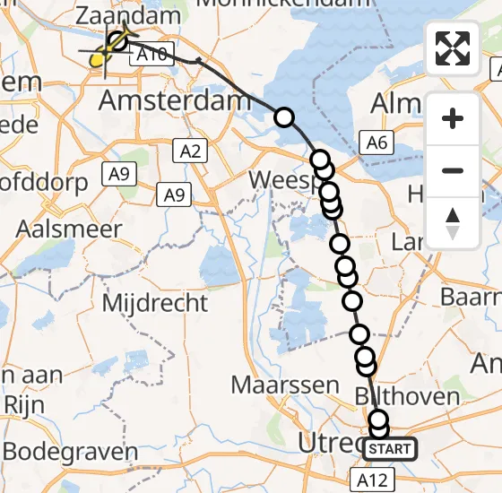 Vlucht Traumahelikopter PH-LLN van Universitair Medisch Centrum Utrecht naar Amsterdam Heliport op woensdag 11 september 2024 9:08