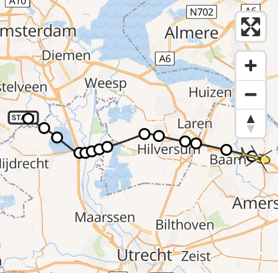 Vlucht Politiehelikopter PH-PXB van Amstelveen naar Bunschoten-Spakenburg op woensdag 11 september 2024 9:35