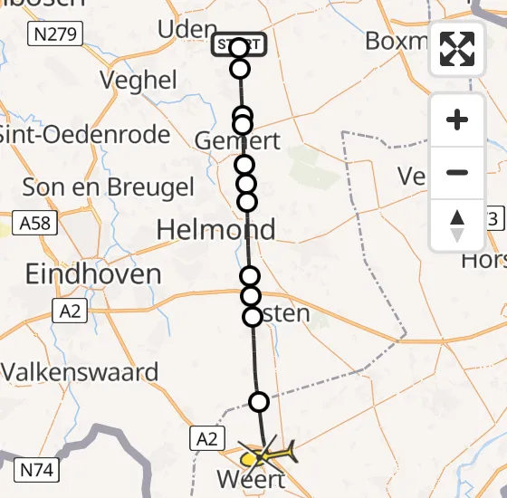 Vlucht Traumahelikopter PH-MAA van Vliegbasis Volkel naar Weert op woensdag 11 september 2024 11:04