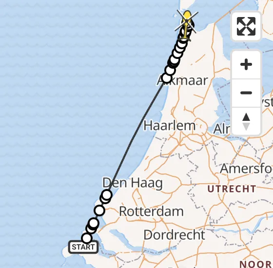 Vlucht Kustwachthelikopter PH-SAR van Brouwershaven naar Vliegveld De Kooy op woensdag 11 september 2024 11:43