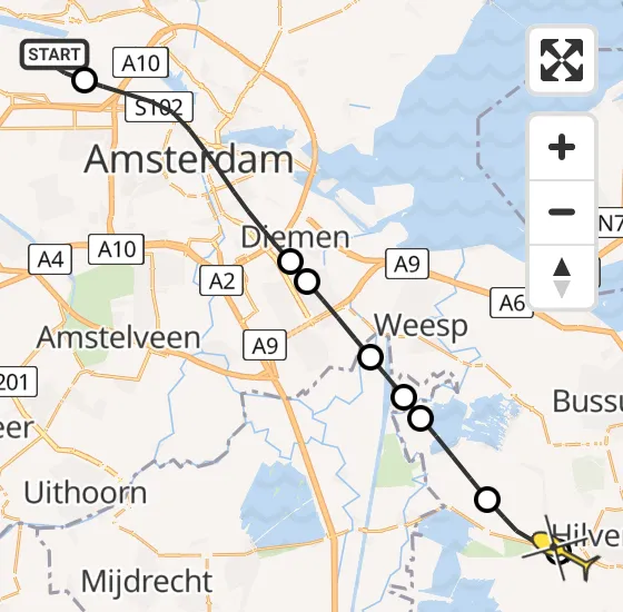 Vlucht Traumahelikopter PH-LLN van Amsterdam Heliport naar Hilversum op woensdag 11 september 2024 11:50