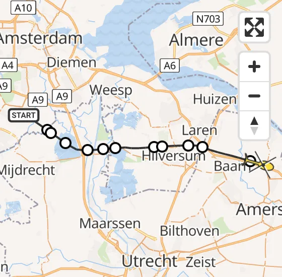 Vlucht Politiehelikopter PH-PXB van Amstelveen naar Bunschoten-Spakenburg op woensdag 11 september 2024 12:30