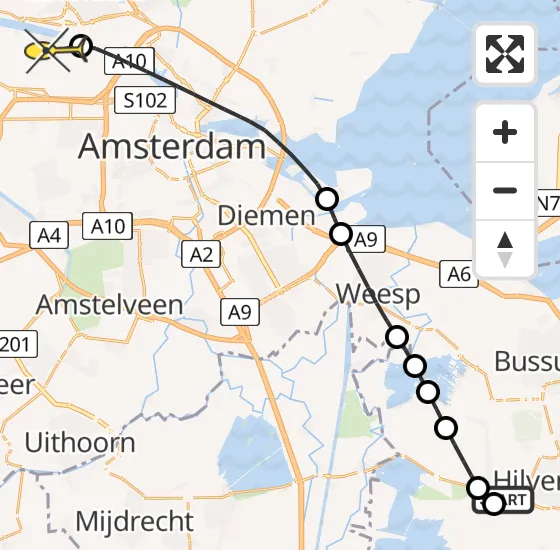 Vlucht Traumahelikopter PH-LLN van Hilversum naar Amsterdam Heliport op woensdag 11 september 2024 12:31