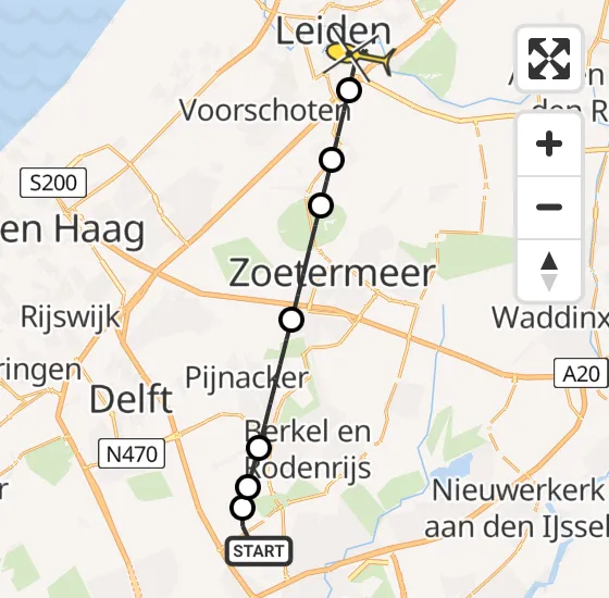 Vlucht Traumahelikopter PH-UMC van Rotterdam The Hague Airport naar Leiden op woensdag 11 september 2024 13:11