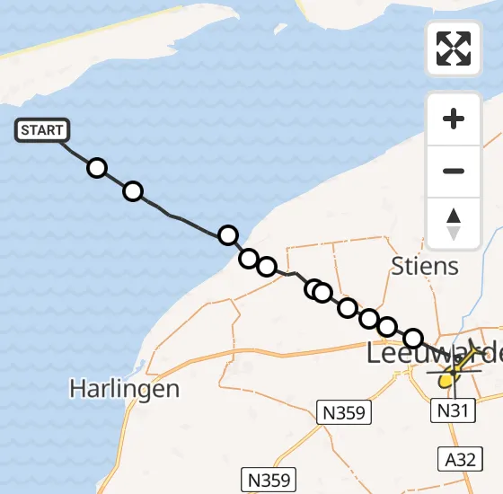 Vlucht Ambulancehelikopter PH-OOP van Formerum naar Leeuwarden op woensdag 11 september 2024 14:31