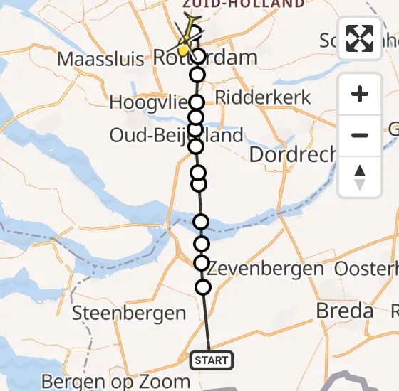 Vlucht Traumahelikopter PH-UMC van Roosendaal naar Rotterdam The Hague Airport op woensdag 11 september 2024 18:08