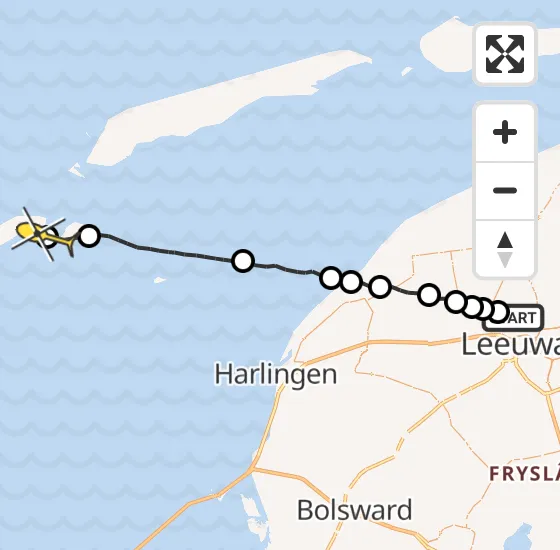 Vlucht Ambulancehelikopter PH-OOP van Vliegbasis Leeuwarden naar Vlieland Heliport op woensdag 11 september 2024 19:38