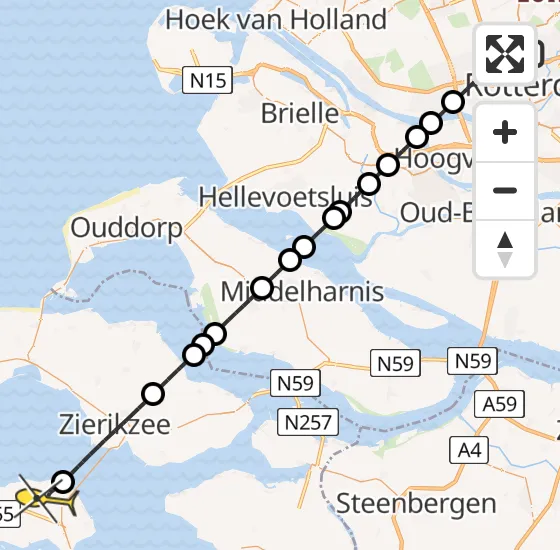 Vlucht Traumahelikopter PH-UMC van Rotterdam The Hague Airport naar Colijnsplaat op woensdag 11 september 2024 19:51