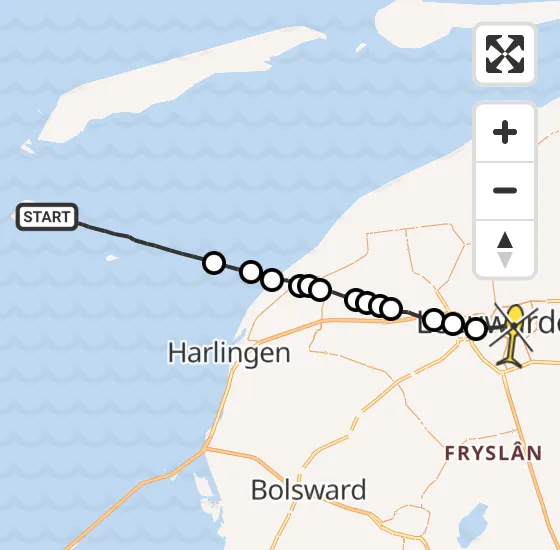 Vlucht Ambulancehelikopter PH-OOP van West-Terschelling naar Leeuwarden op woensdag 11 september 2024 20:12