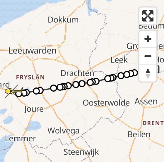 Vlucht Traumahelikopter PH-TTR van Groningen Airport Eelde naar Sneek op woensdag 11 september 2024 21:26