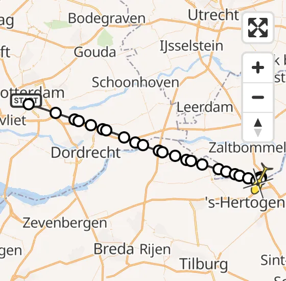 Vlucht Traumahelikopter PH-UMC van Erasmus MC naar 's-Hertogenbosch op woensdag 11 september 2024 21:36