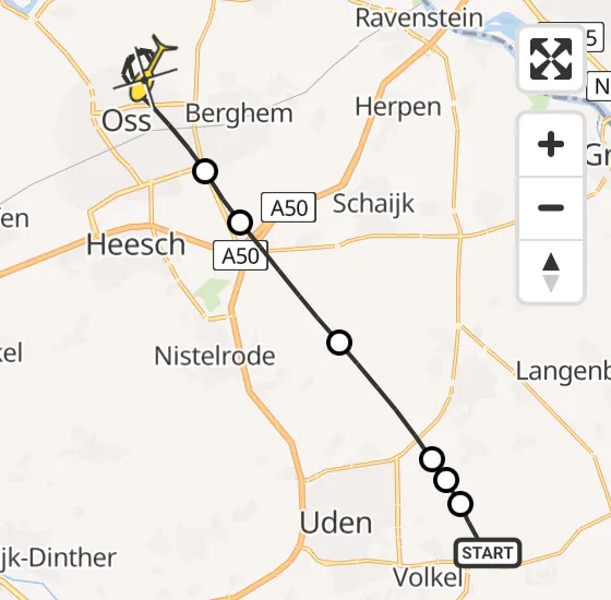 Vlucht Traumahelikopter PH-MAA van Vliegbasis Volkel naar Oss op woensdag 11 september 2024 22:11