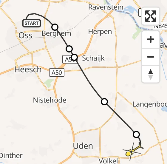 Vlucht Traumahelikopter PH-MAA van Oss naar Vliegbasis Volkel op woensdag 11 september 2024 22:35