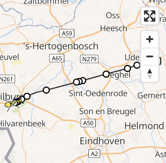 Vlucht Traumahelikopter PH-UMC van Vliegbasis Volkel naar Tilburg op woensdag 11 september 2024 22:53