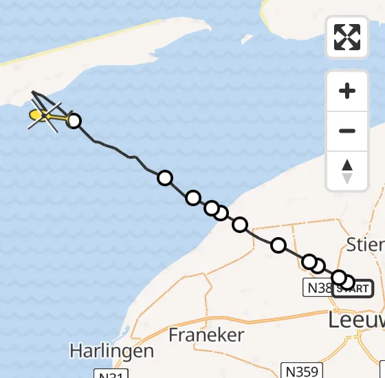 Vlucht Ambulancehelikopter PH-OOP van Vliegbasis Leeuwarden naar Formerum op woensdag 11 september 2024 23:28