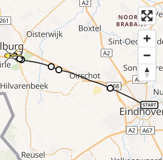 Vlucht Traumahelikopter PH-MAA van Eindhoven naar Tilburg op donderdag 12 september 2024 0:01