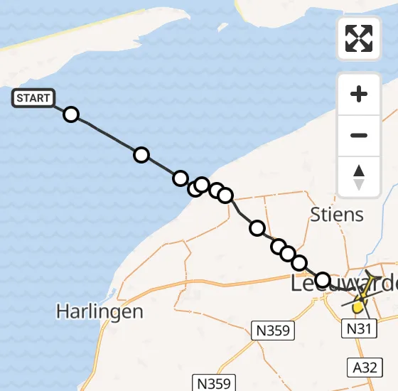 Vlucht Ambulancehelikopter PH-OOP van Formerum naar Leeuwarden op donderdag 12 september 2024 0:04