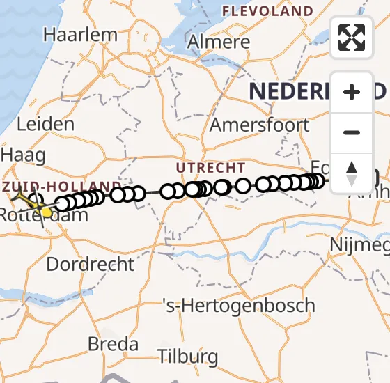 Vlucht Traumahelikopter PH-UMC van Ede naar Rotterdam The Hague Airport op donderdag 12 september 2024 0:53