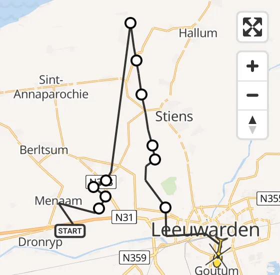 Vlucht Ambulancehelikopter PH-OOP van Menaam naar Leeuwarden op donderdag 12 september 2024 4:47