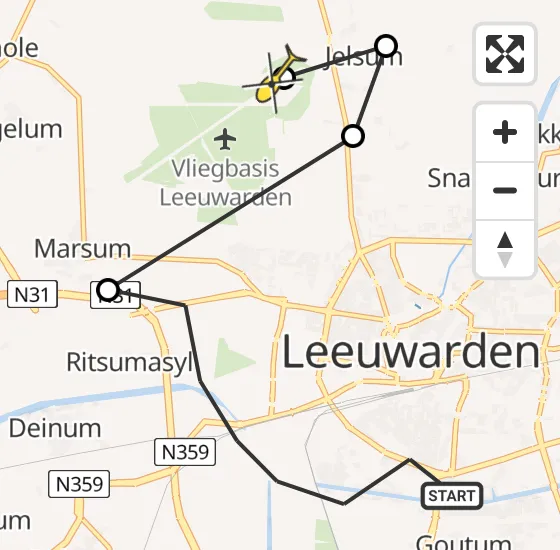 Vlucht Ambulancehelikopter PH-OOP van Leeuwarden naar Vliegbasis Leeuwarden op donderdag 12 september 2024 5:29